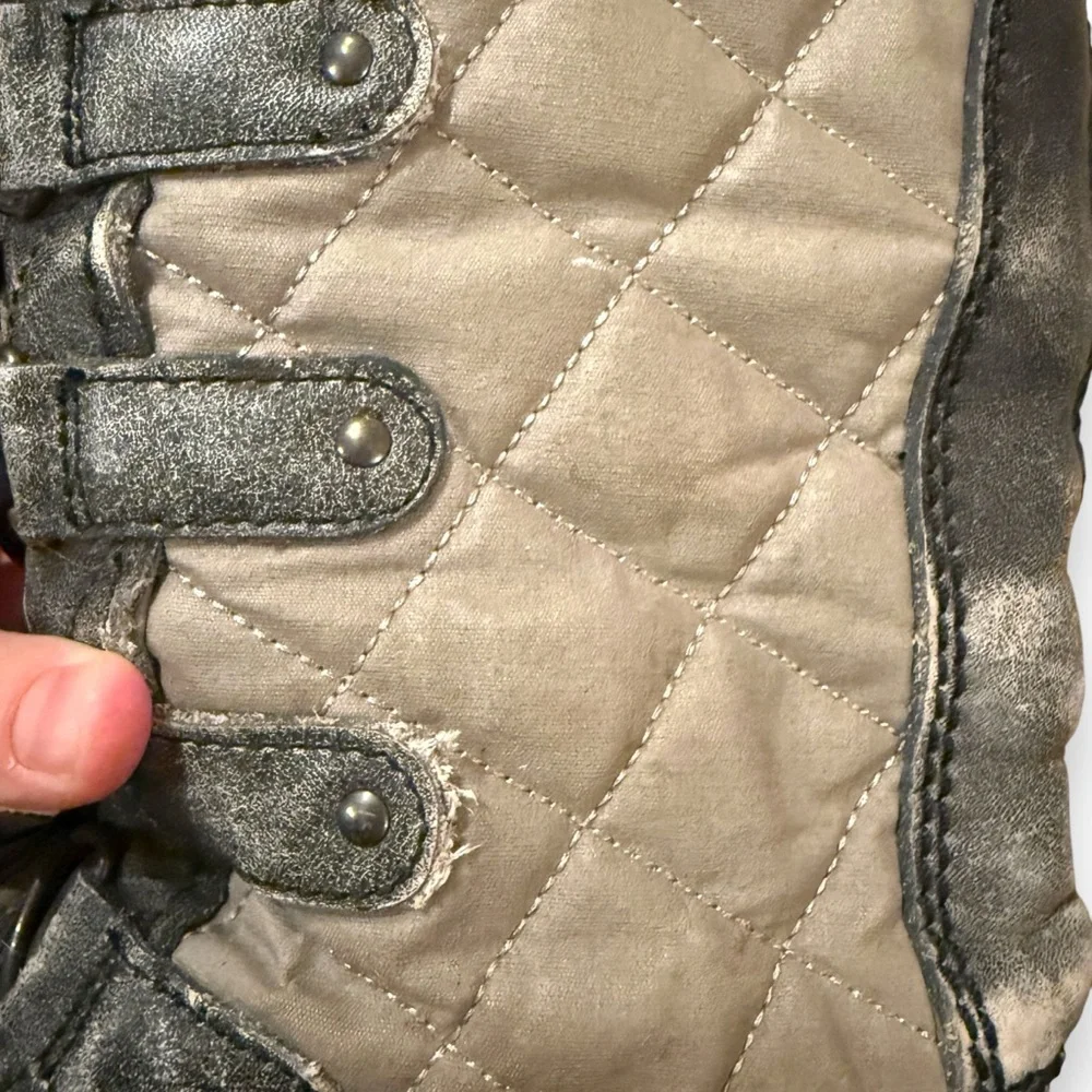 Sorel Tofino Tall Gray Waterproof Lace Up Distressed Faux‎ Fur Snow Boots Sz 7.5
